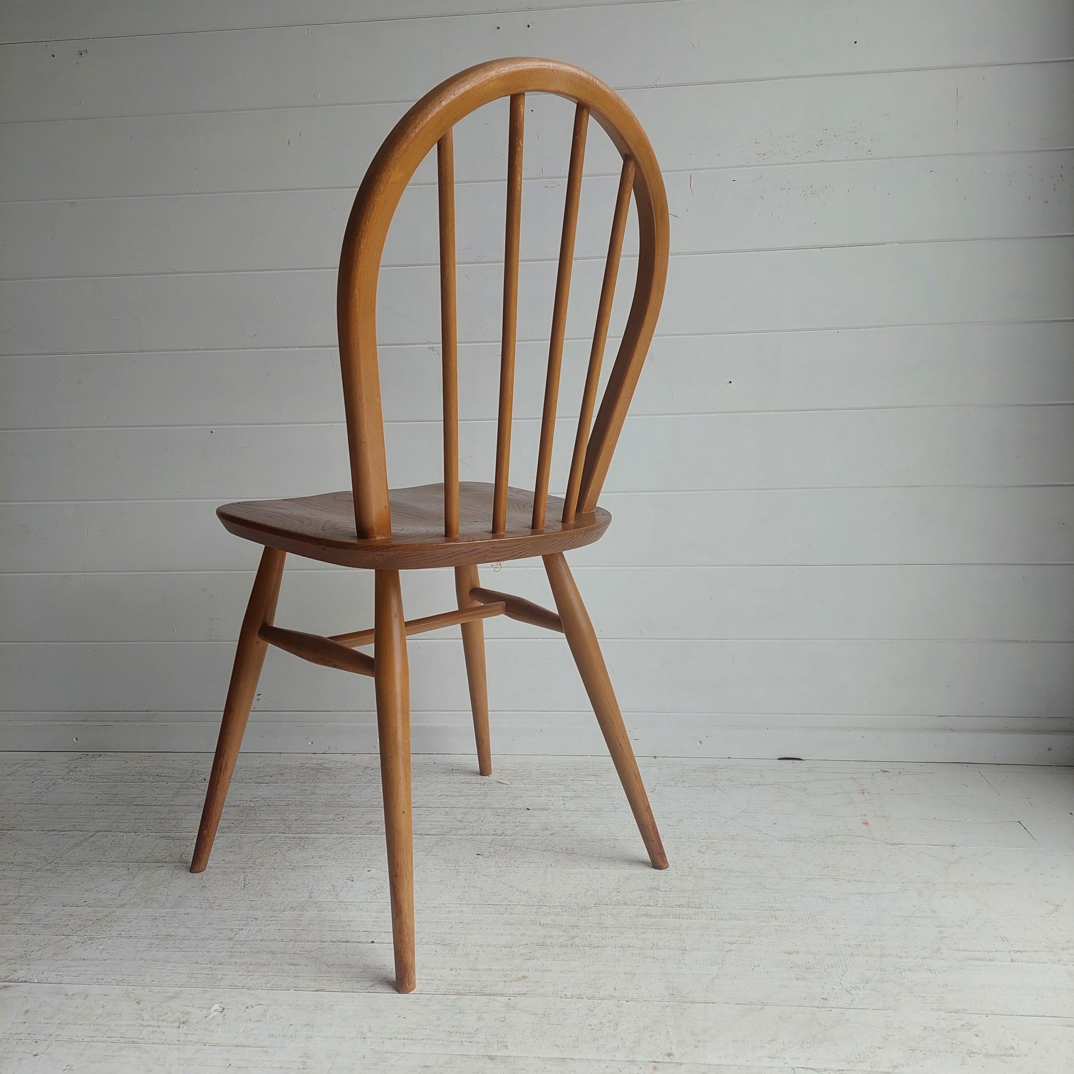 Beech Mid Century  Ercol  Hoop Backed Dining Chair Model 400, 1960's