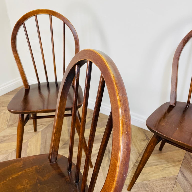MidCentury Ercol Windsor Model 400 Chairs, 1950s, Set of 6 For Sale at