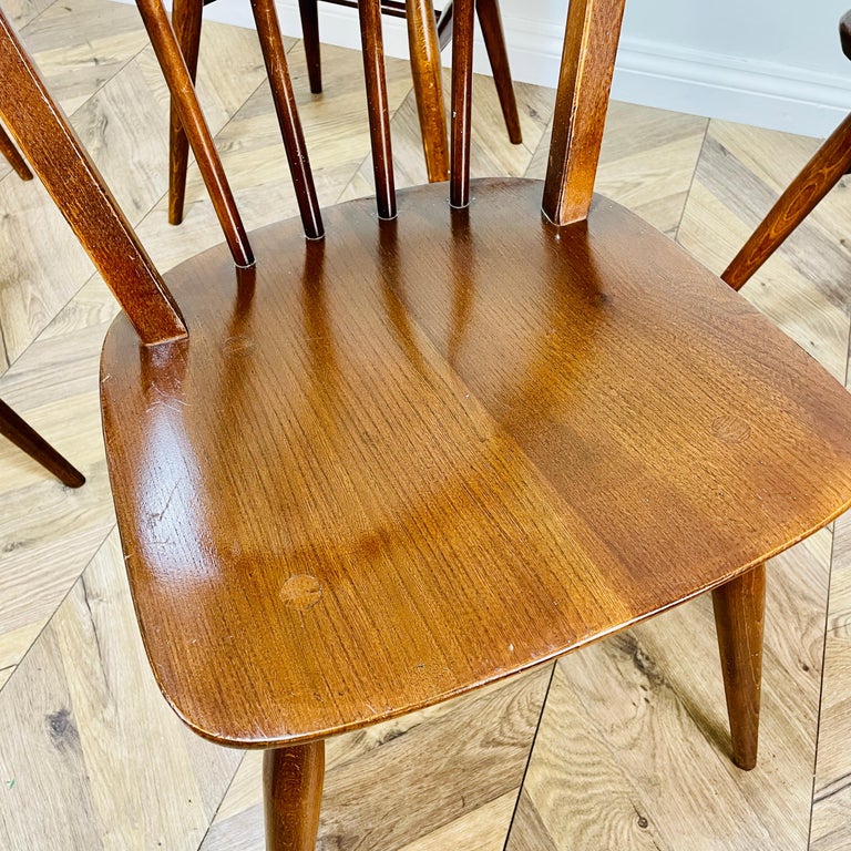 MidCentury Ercol Windsor Model 400 Chairs, 1950s, Set of 6 For Sale at