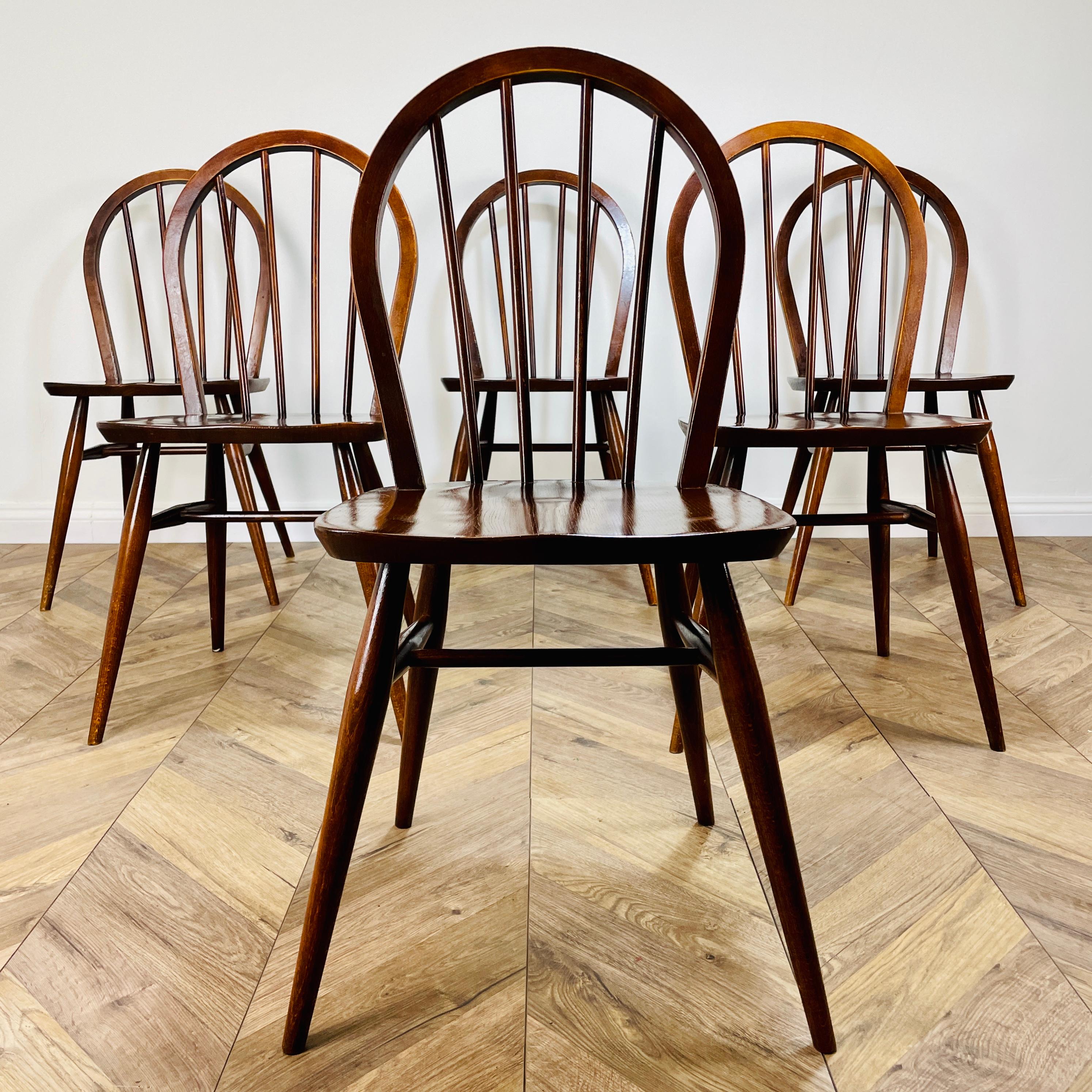 Mid-Century Ercol Windsor Model 400 Chairs, 1950s, Set of 6 6