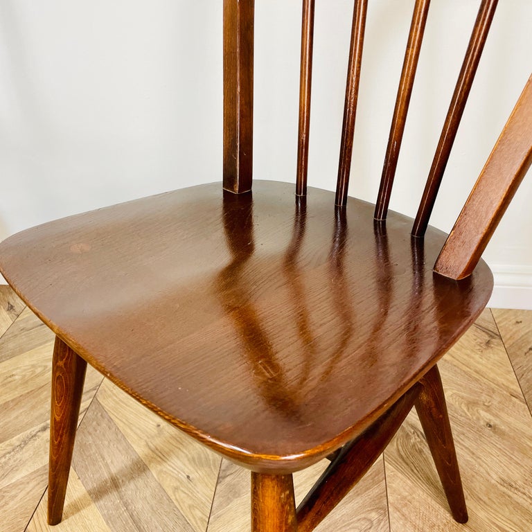 MidCentury Ercol Windsor Model 400 Chairs, 1950s, Set of 6 For Sale at