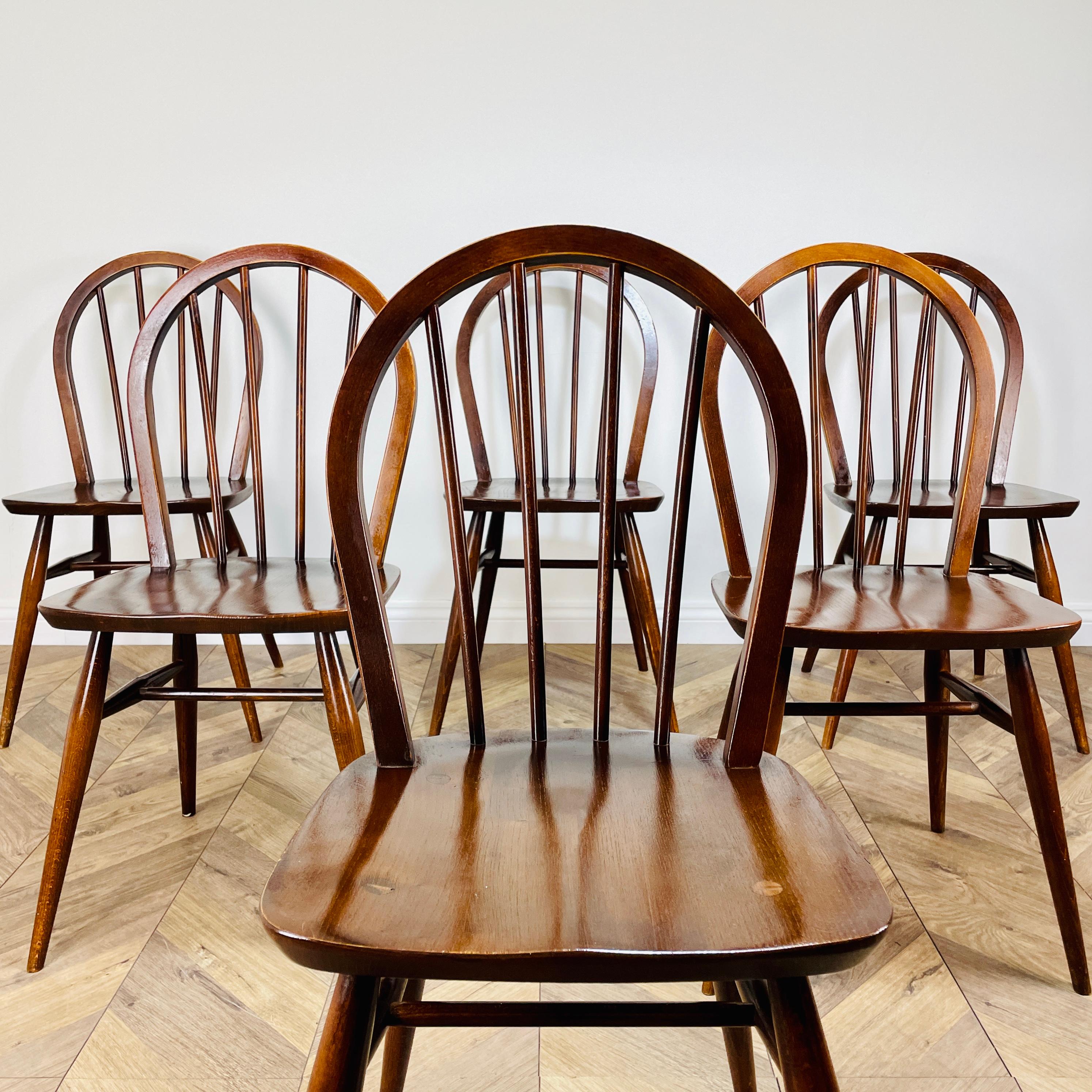Mid-Century Ercol Windsor Model 400 Chairs, 1950s, Set of 6 1
