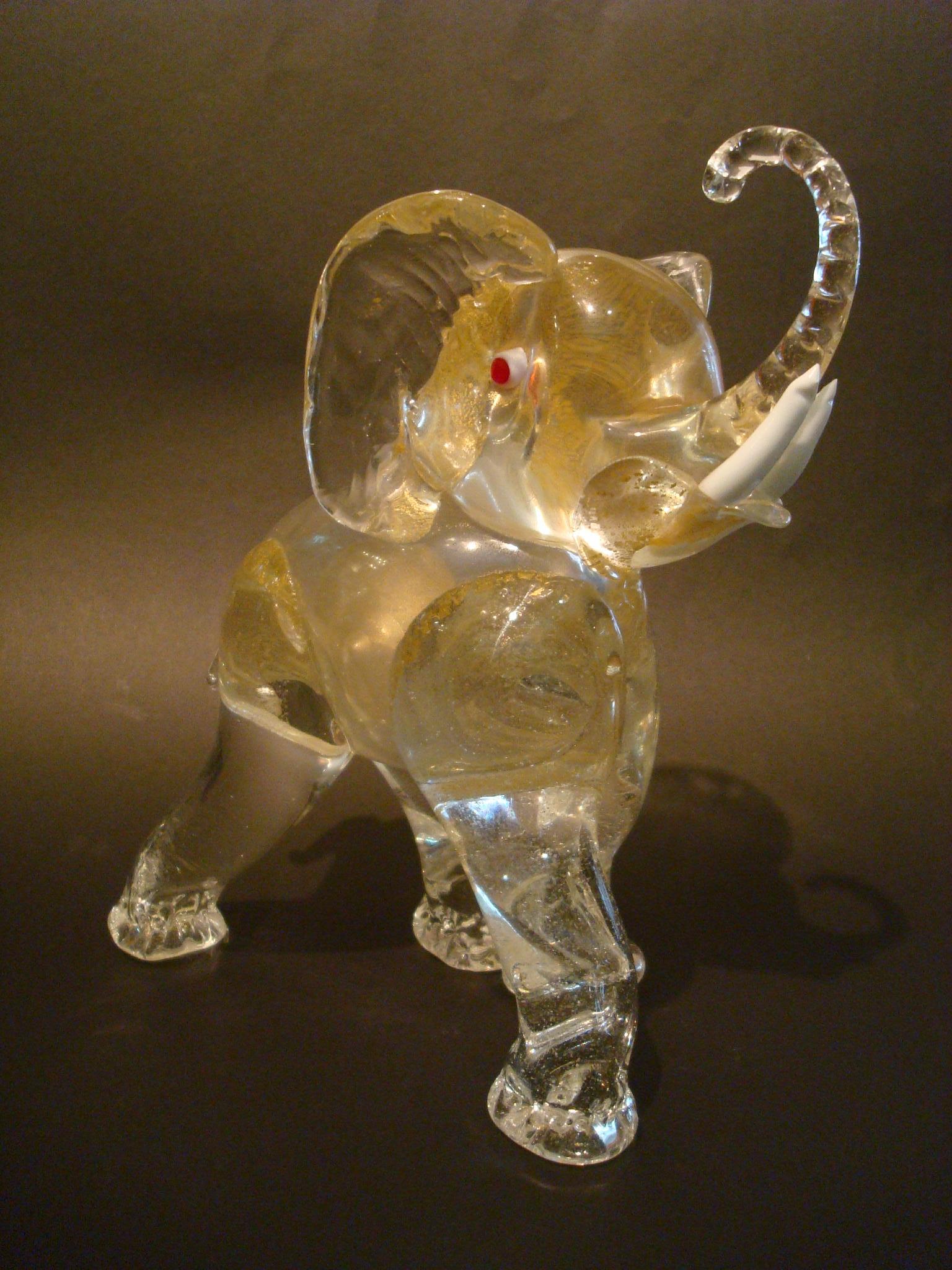 Midcentury Ercole Barovier Gold Glass Murano Elephant Sculpture, Italy, 1930s 1