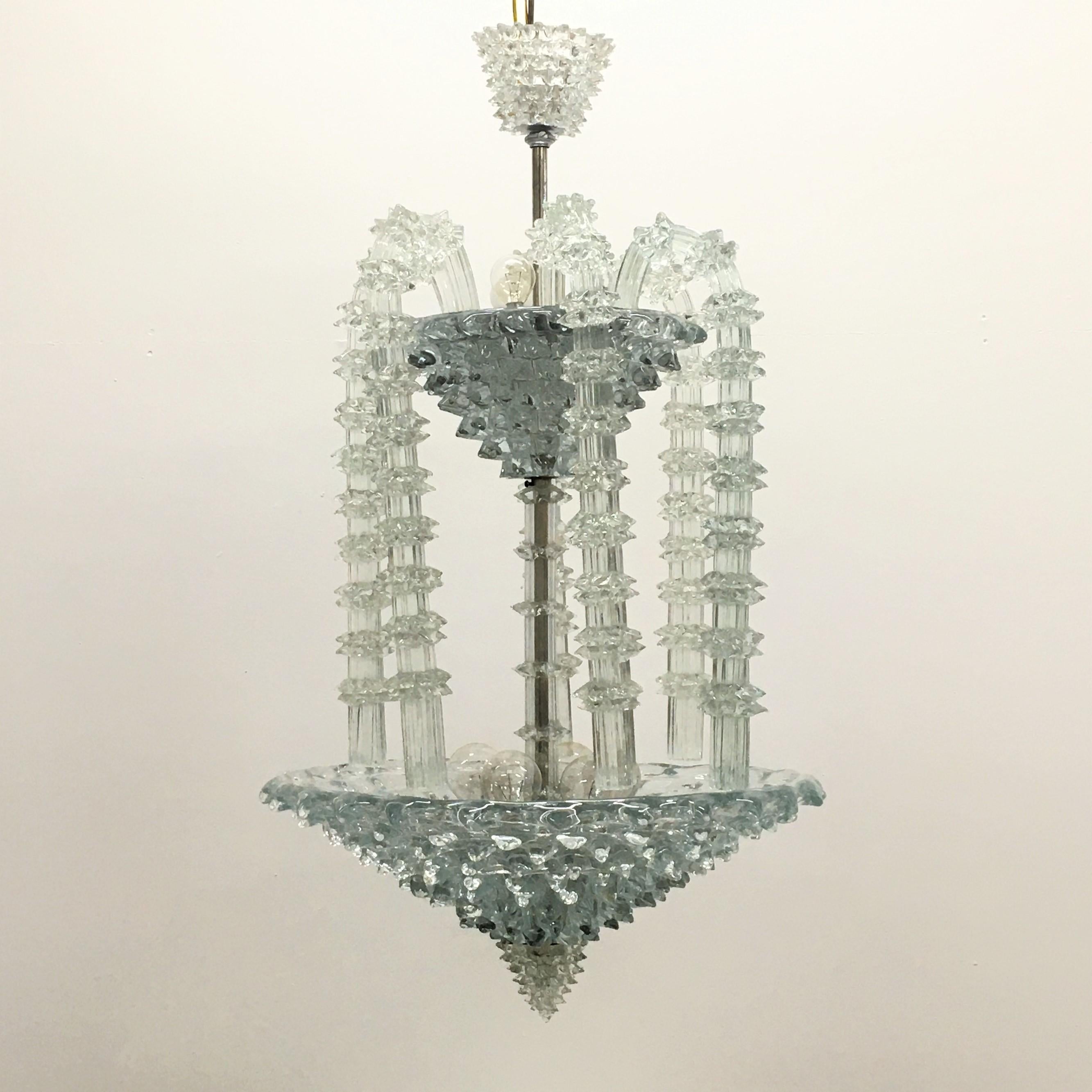 Mid-Century Ercole Barovier Murano Rostrato Crystal Chandelier 1930s Italy 7