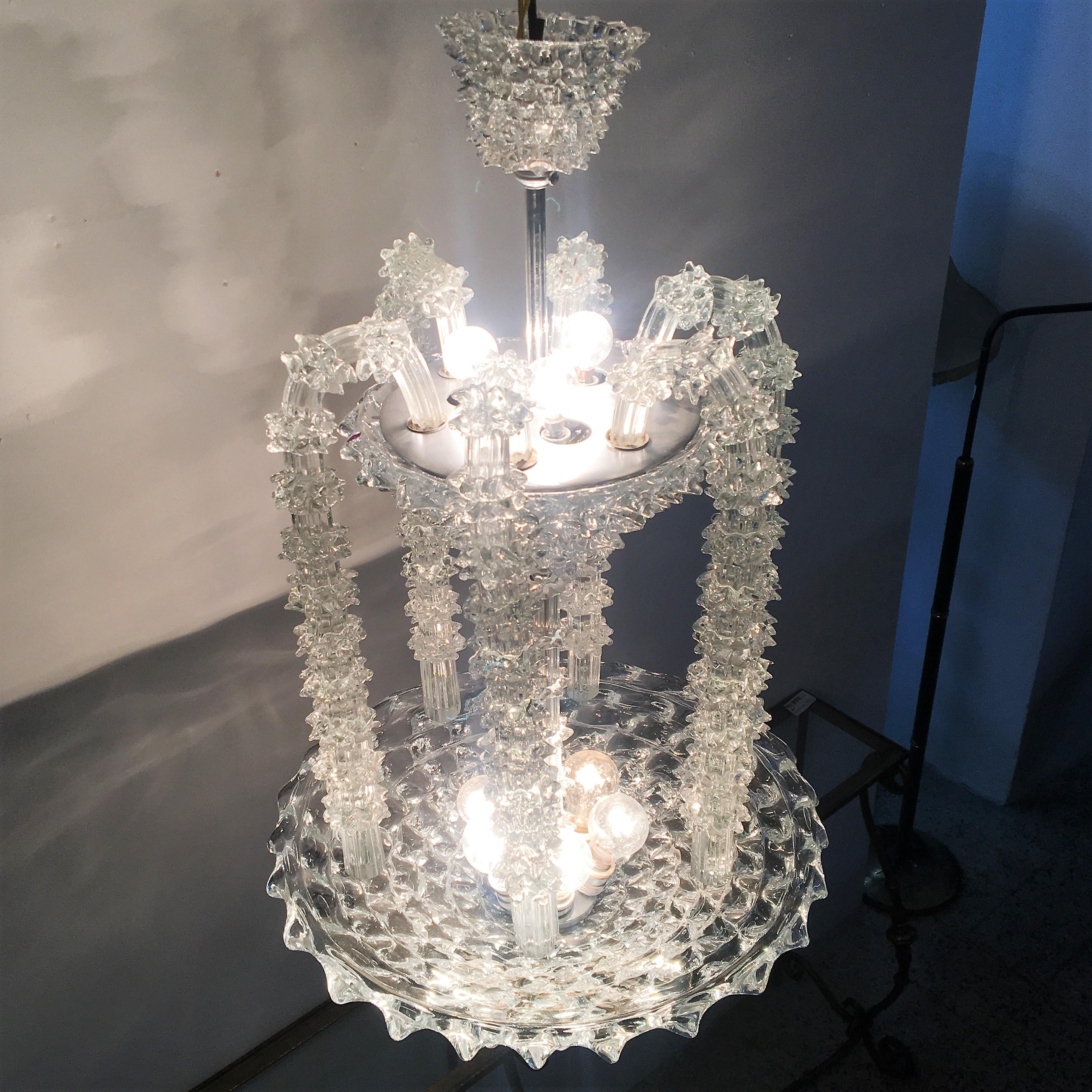 Mid-Century Ercole Barovier Murano Rostrato Crystal Chandelier 1930s Italy 9