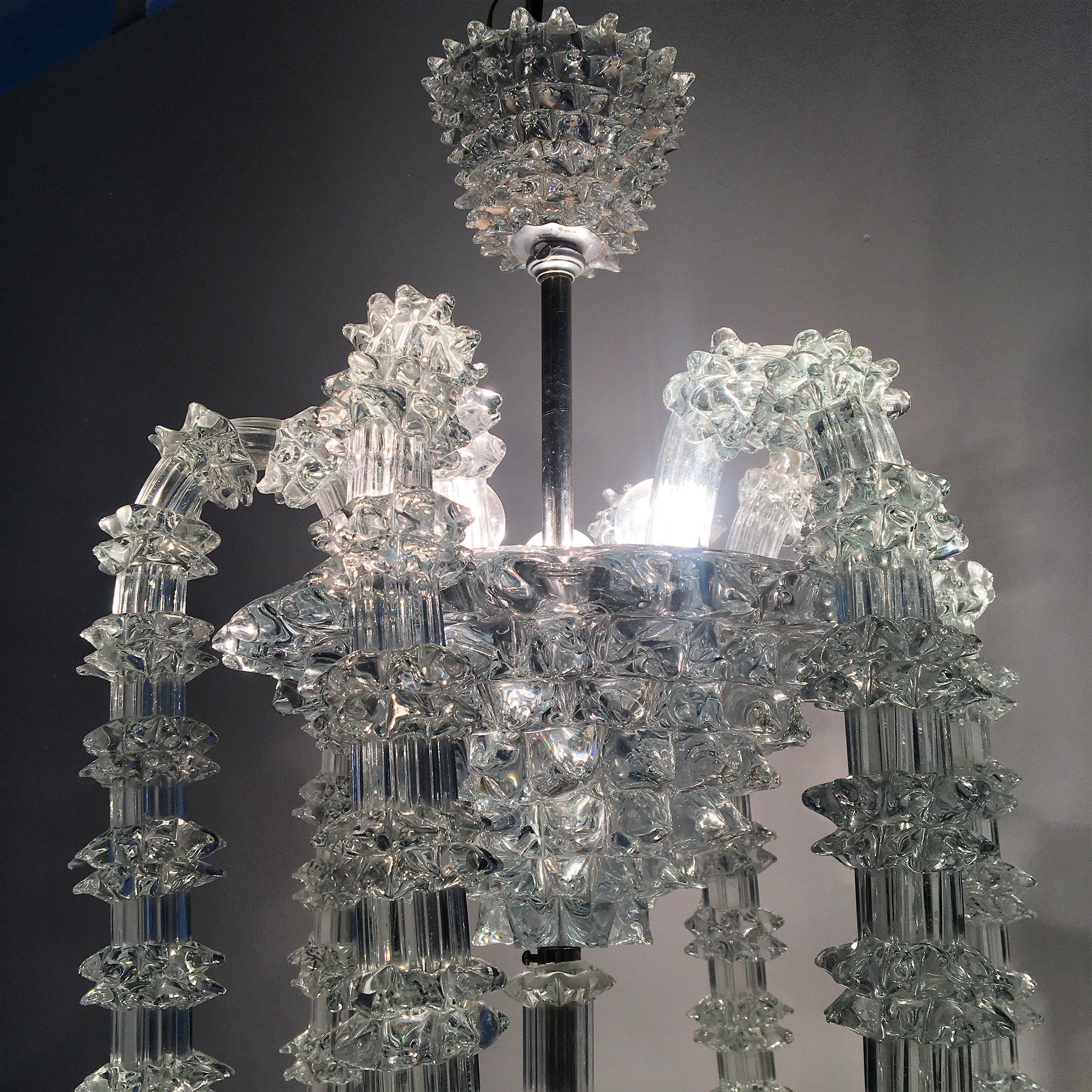 Mid-Century Ercole Barovier Murano Rostrato Crystal Chandelier 1930s Italy 11