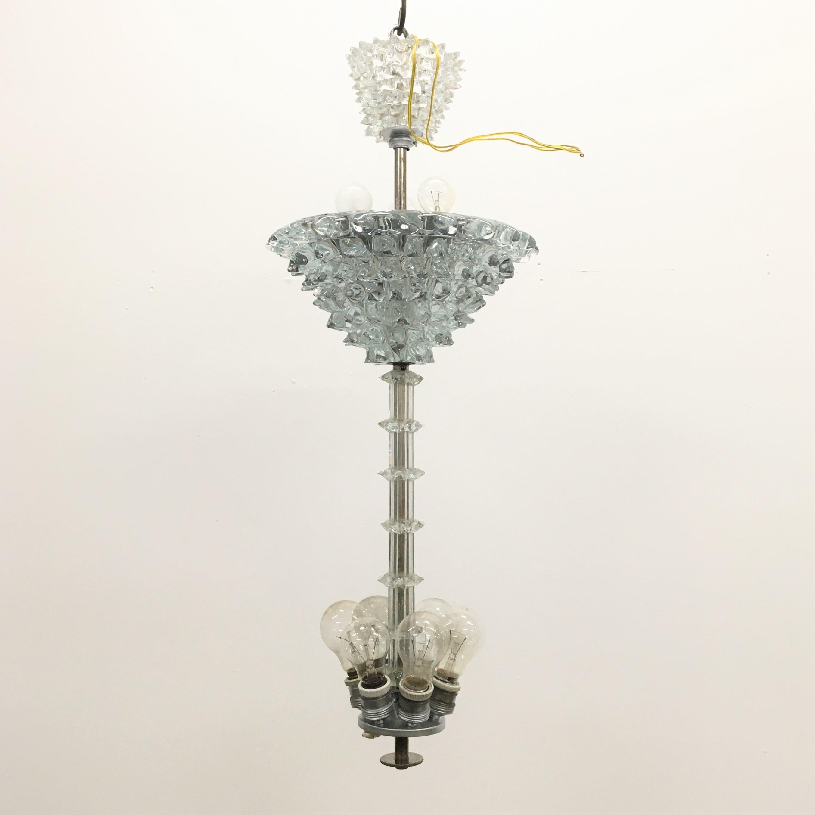 Mid-Century Ercole Barovier Murano Rostrato Crystal Chandelier 1930s Italy In Good Condition In Palermo, IT