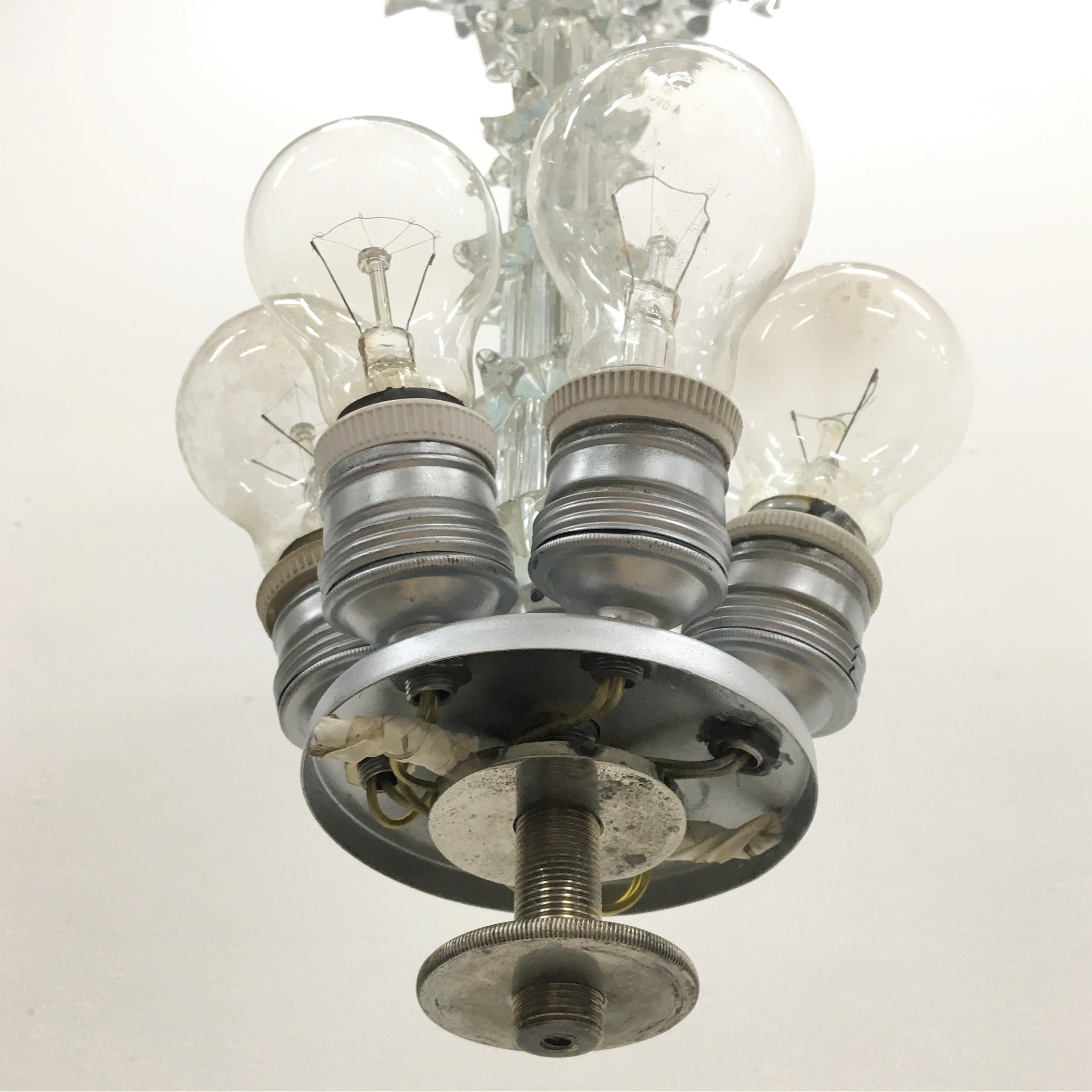 Mid-20th Century Mid-Century Ercole Barovier Murano Rostrato Crystal Chandelier 1930s Italy