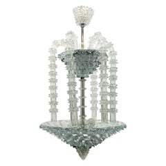 Mid-Century Ercole Barovier Murano Rostrato Crystal Chandelier 1930s Italy