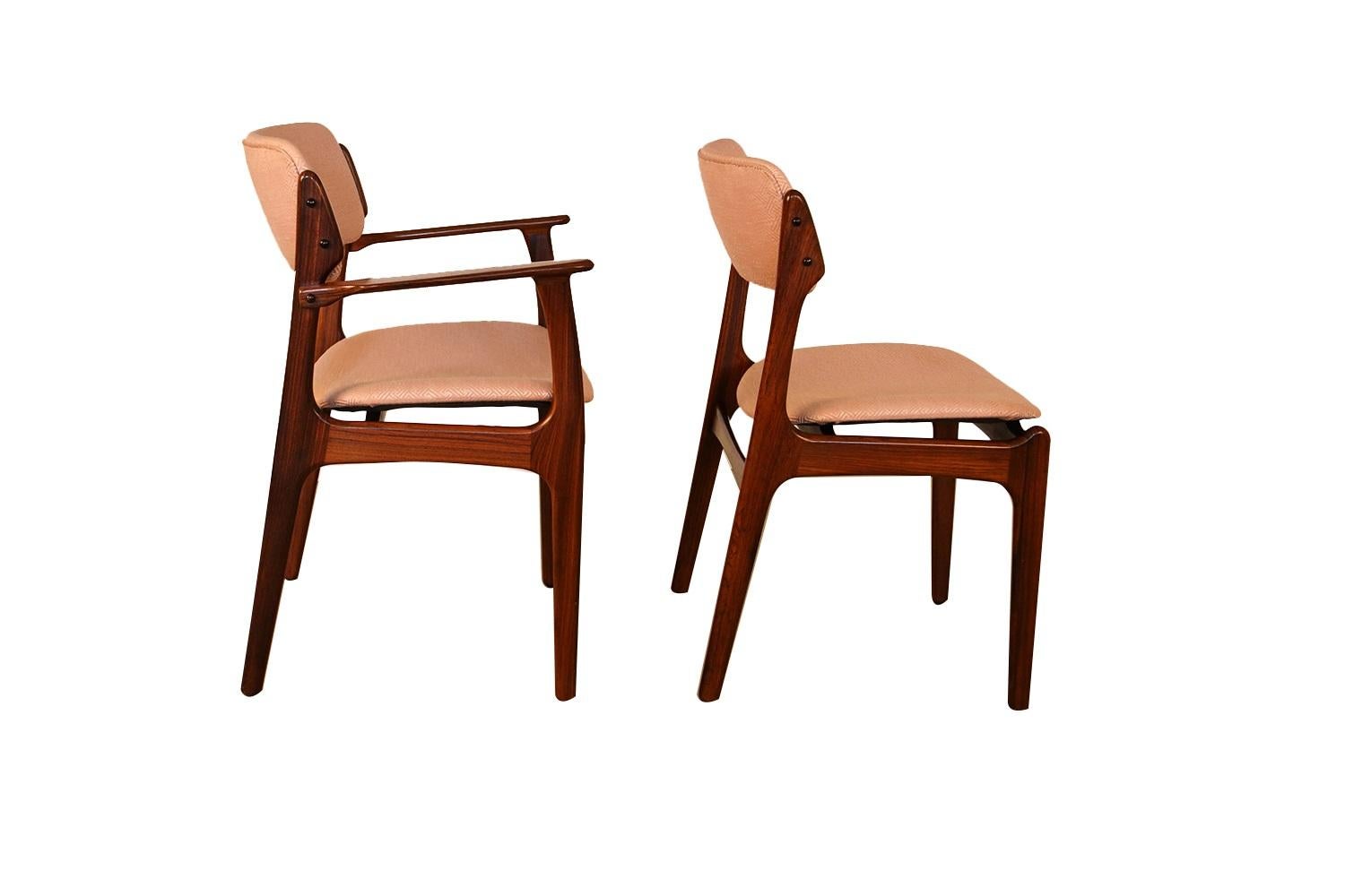 Upholstery Midcentury Erik Buch for Oddense Maskinsnedkeri A/S Rosewood Dining Chairs