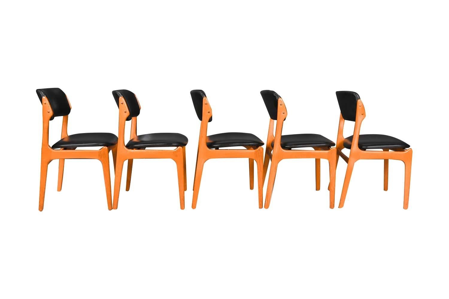Danish Midcentury Erik Buch Model 49 Teak Dining Chairs Five