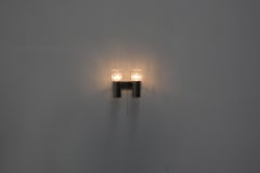 Mid-Century Erik Höglund Style Chrome Sconce with Double Pressed Glass Shades