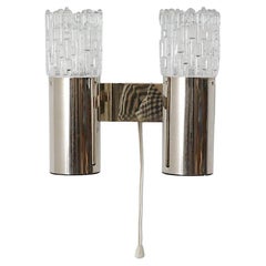Mid-Century Erik Höglund Style Chrome Sconce with Double Pressed Glass Shades