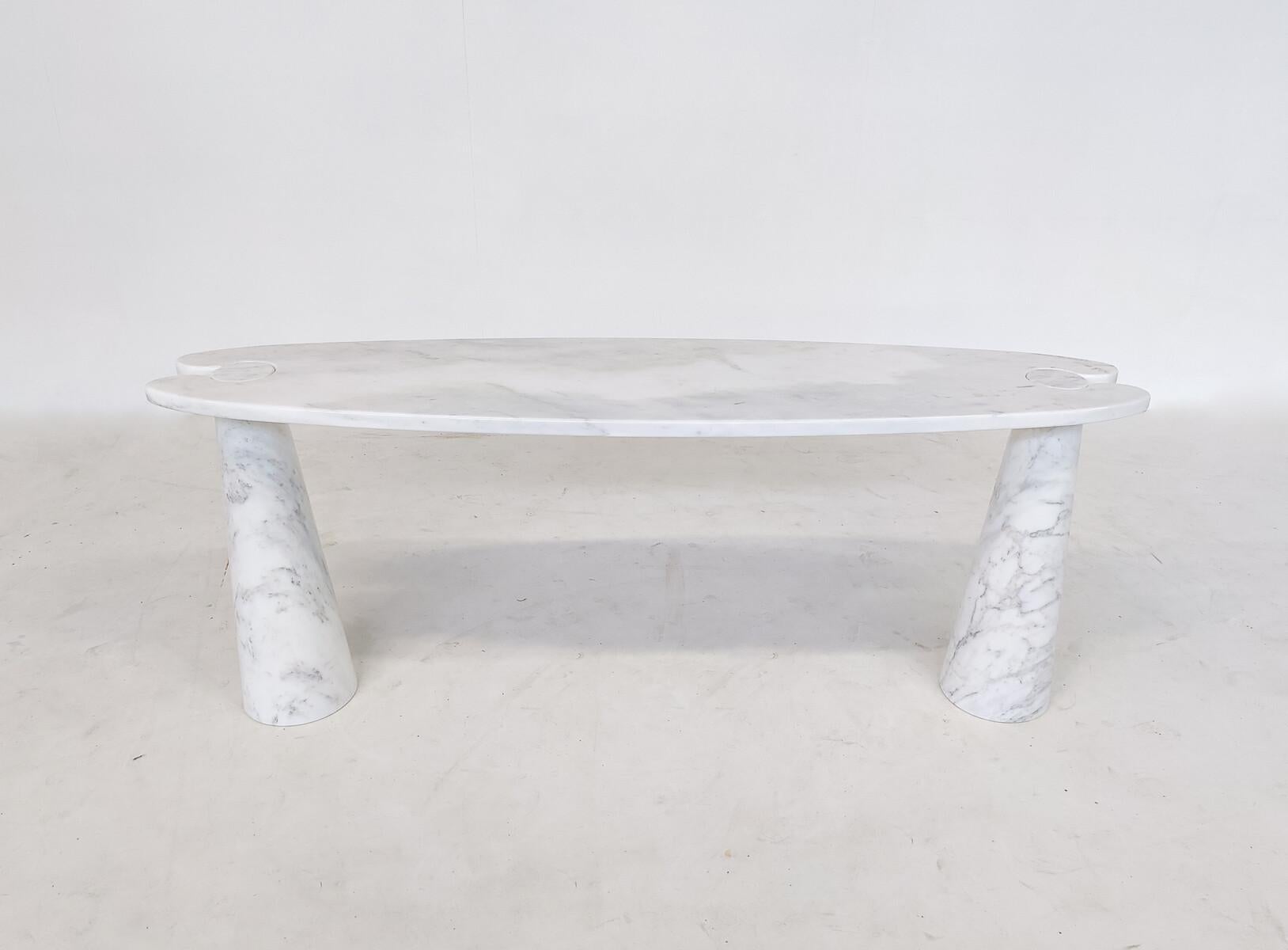 Midcentury Eros Console by Angelo Mangiarotti for Skipper, white marble, 1980s.