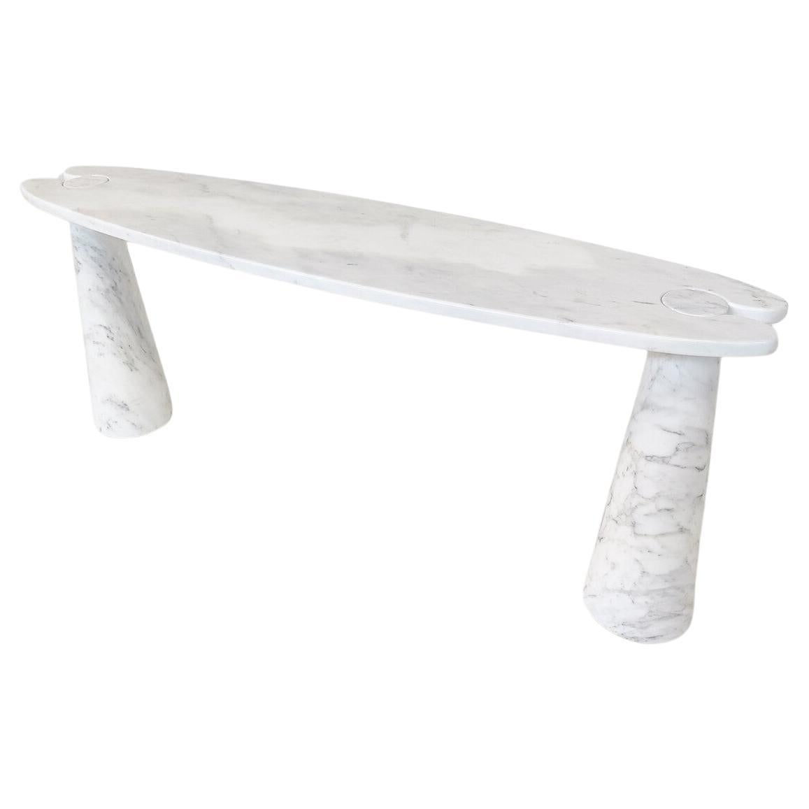 Midcentury Eros Console by Angelo Mangiarotti for Skipper, White Marble, 1980s For Sale