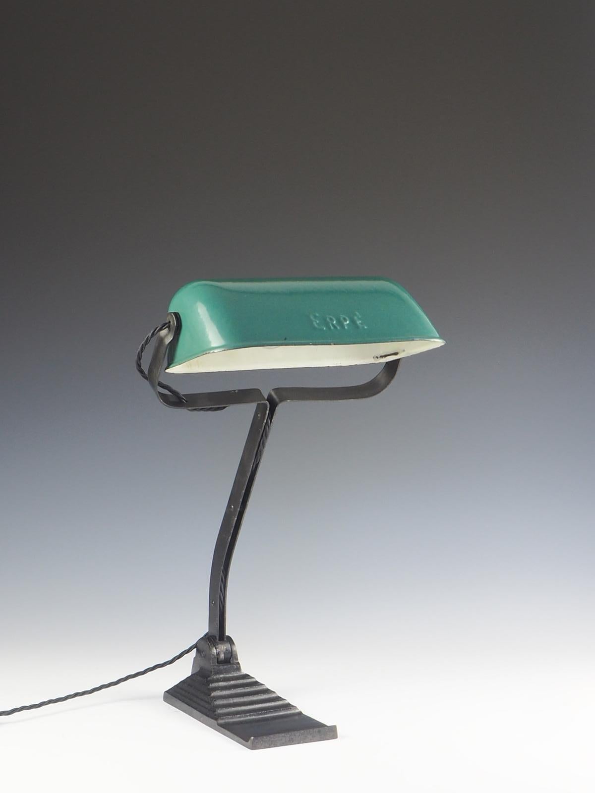 Superb original 1930's desk lamp marked Erpe to the enamel shade.

Belgium, 1930's.