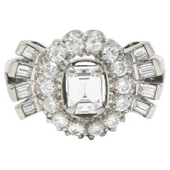 Mid-Century Erwin Reu 1.52 CTW Emerald Cut Diamond Bowtie Retro Dinner Ring