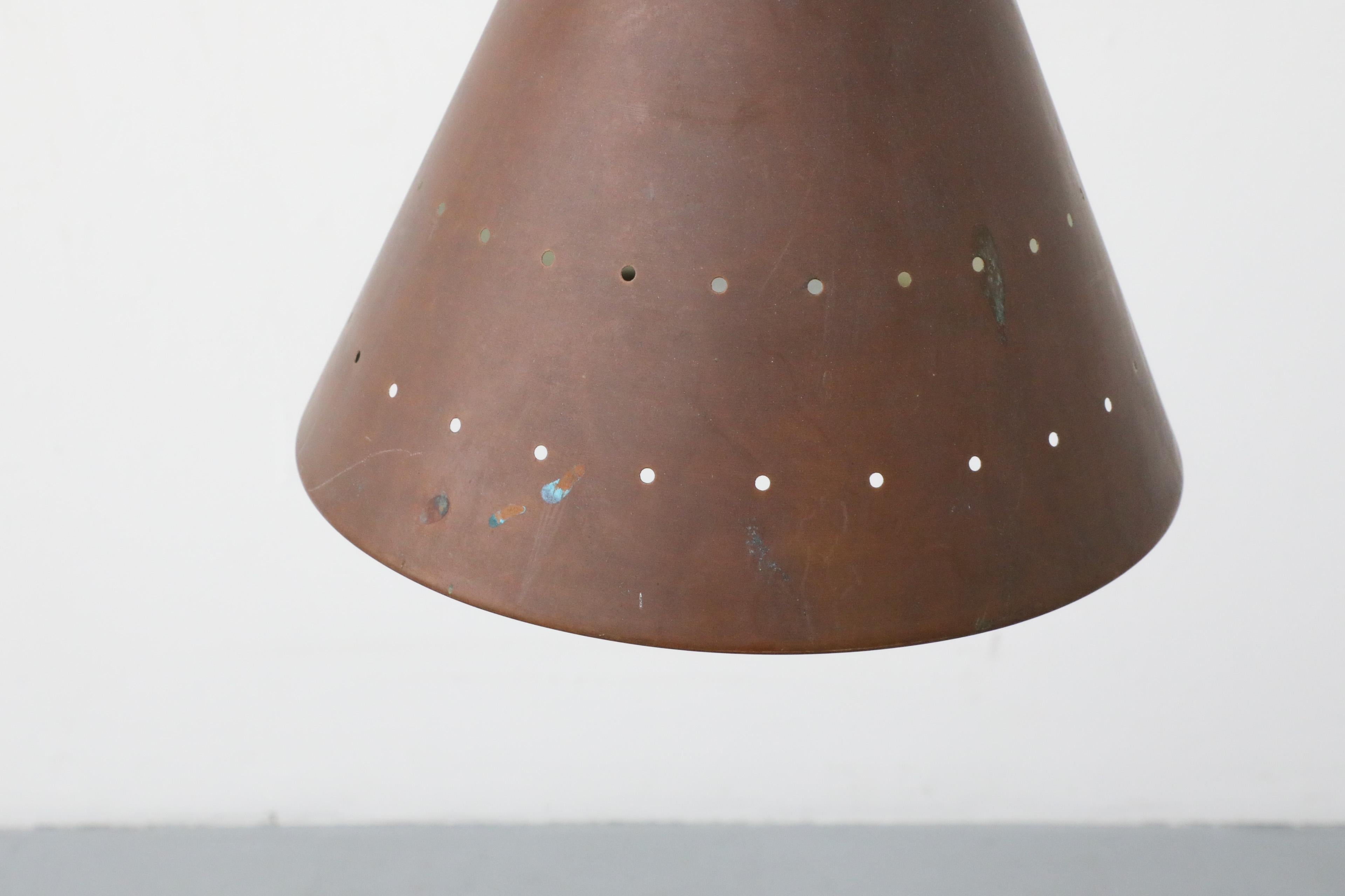 Mid-Century E.S. Horn Aalestrup Attributed Copper Cone Ceiling Pendant Lights 5