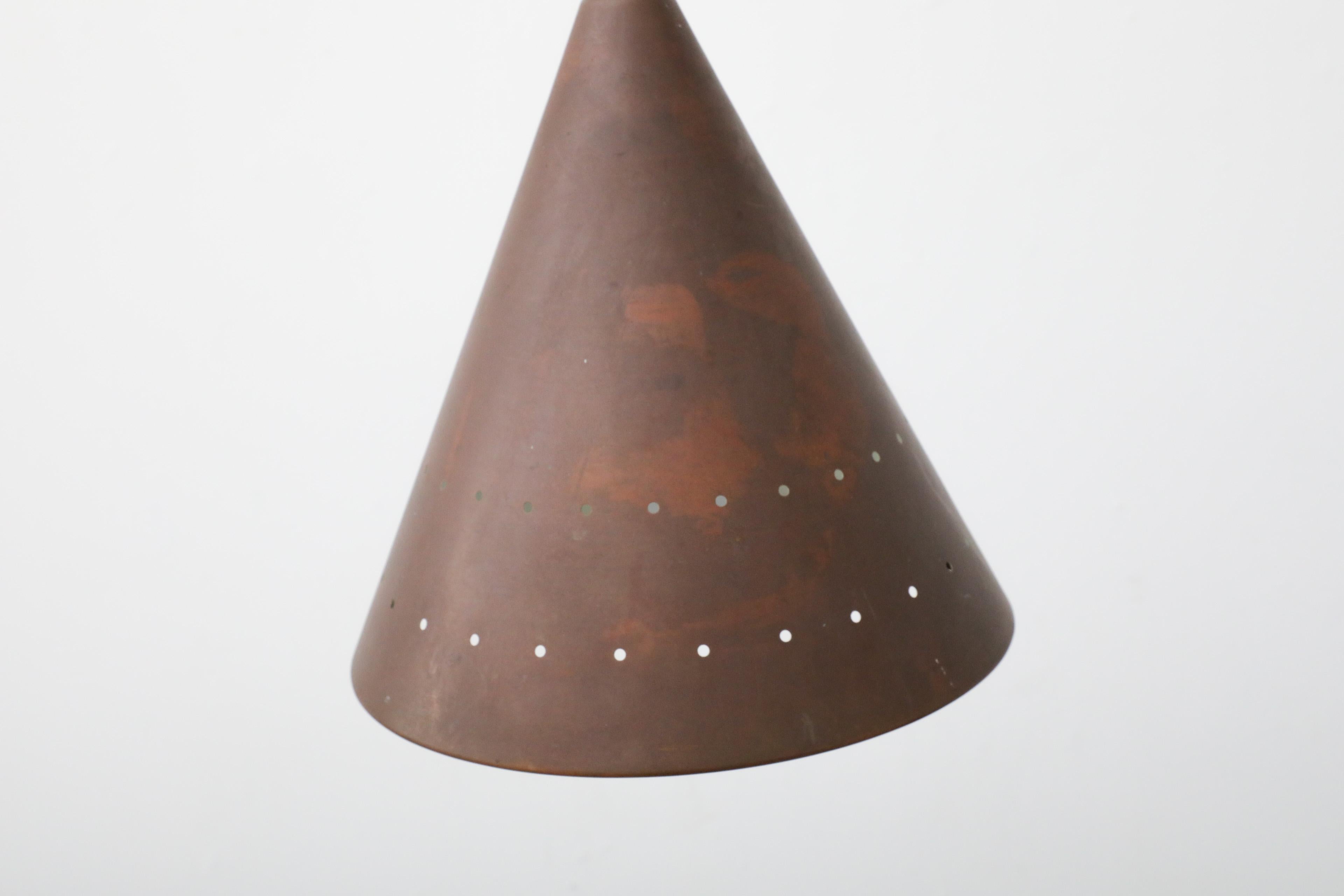 Mid-Century E.S. Horn Aalestrup Attributed Copper Cone Ceiling Pendant Lights 6