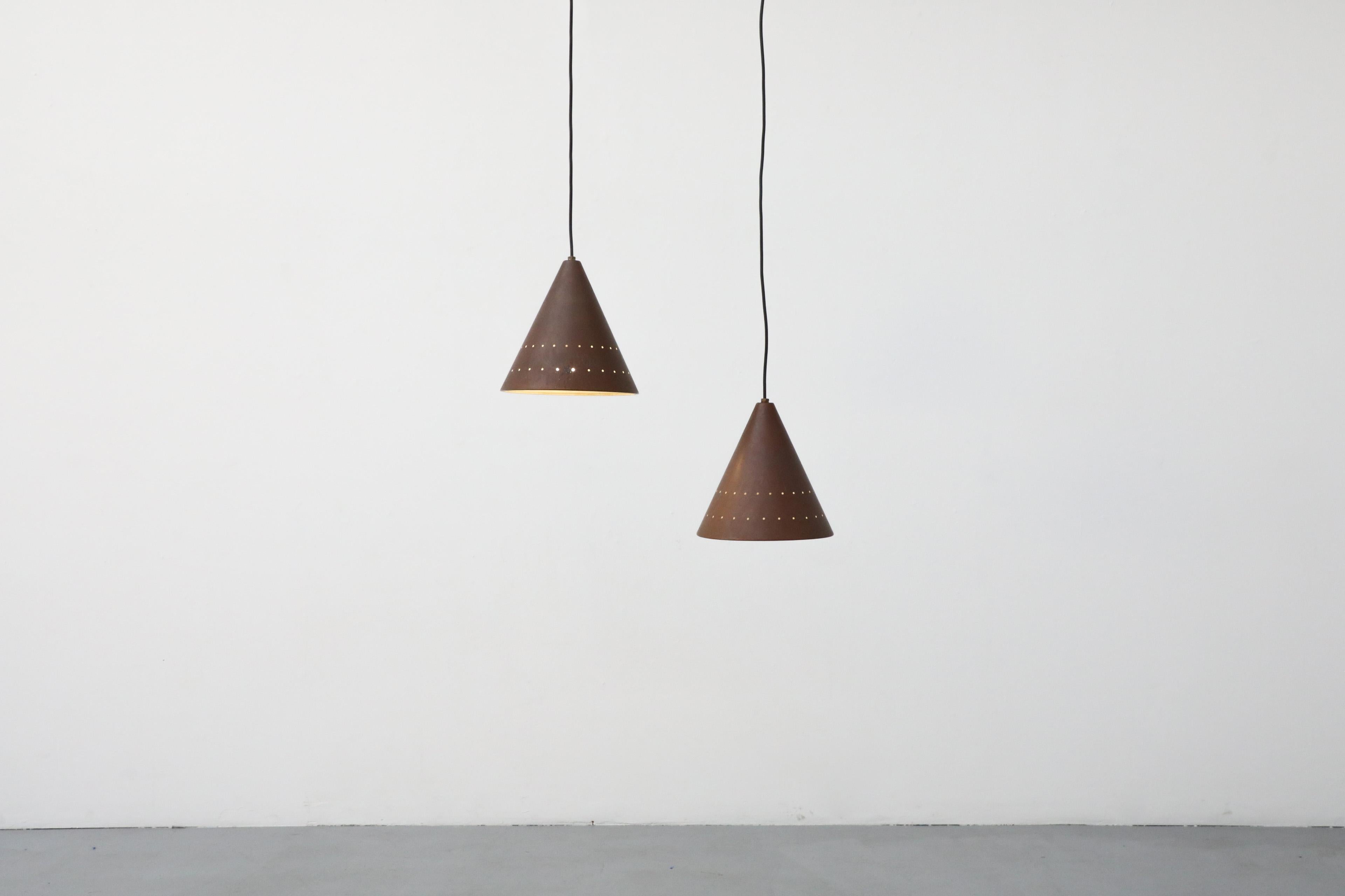 Mid-Century Modern Mid-Century E.S. Horn Aalestrup Attributed Copper Cone Ceiling Pendant Lights