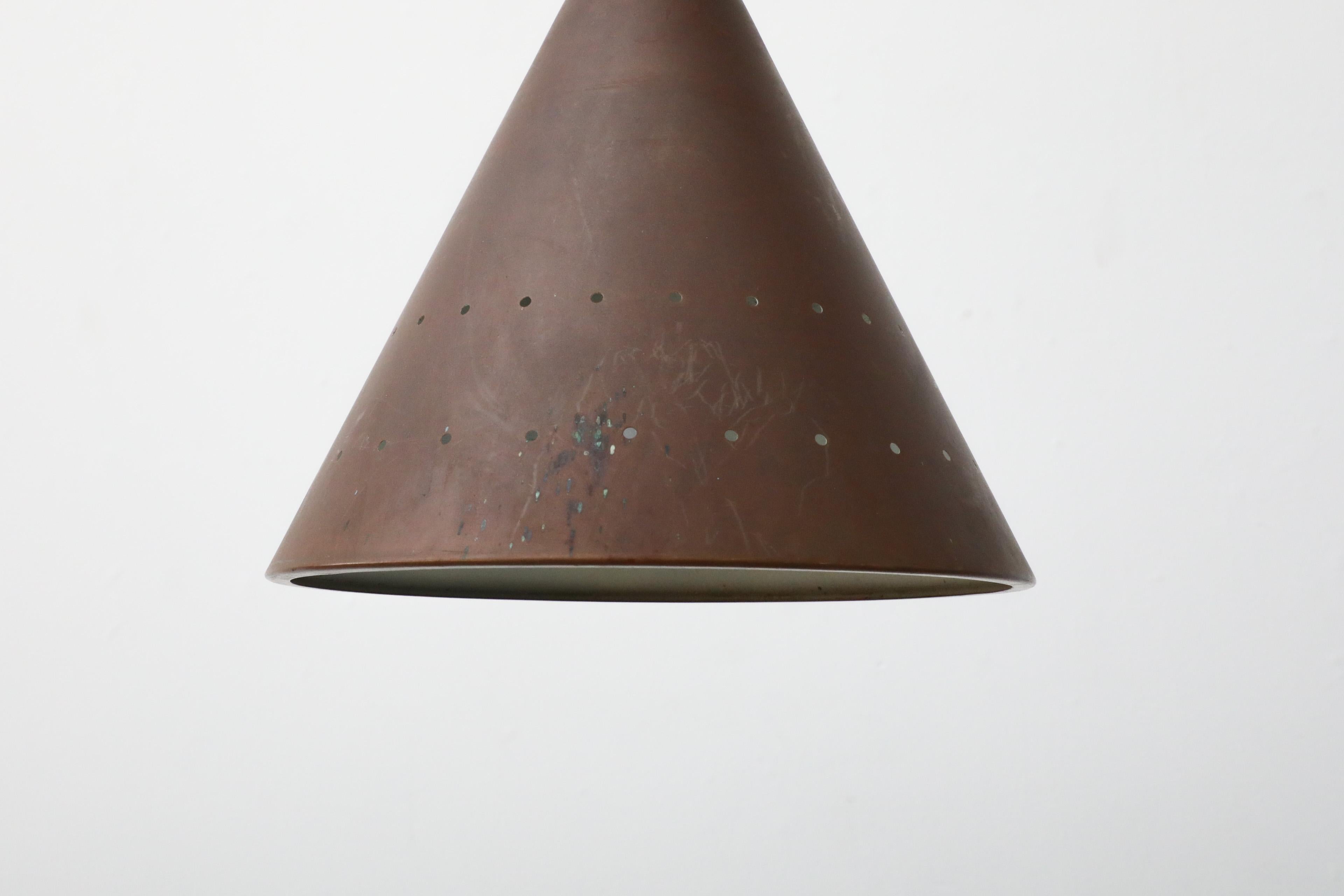 20th Century Mid-Century E.S. Horn Aalestrup Attributed Copper Cone Ceiling Pendant Lights