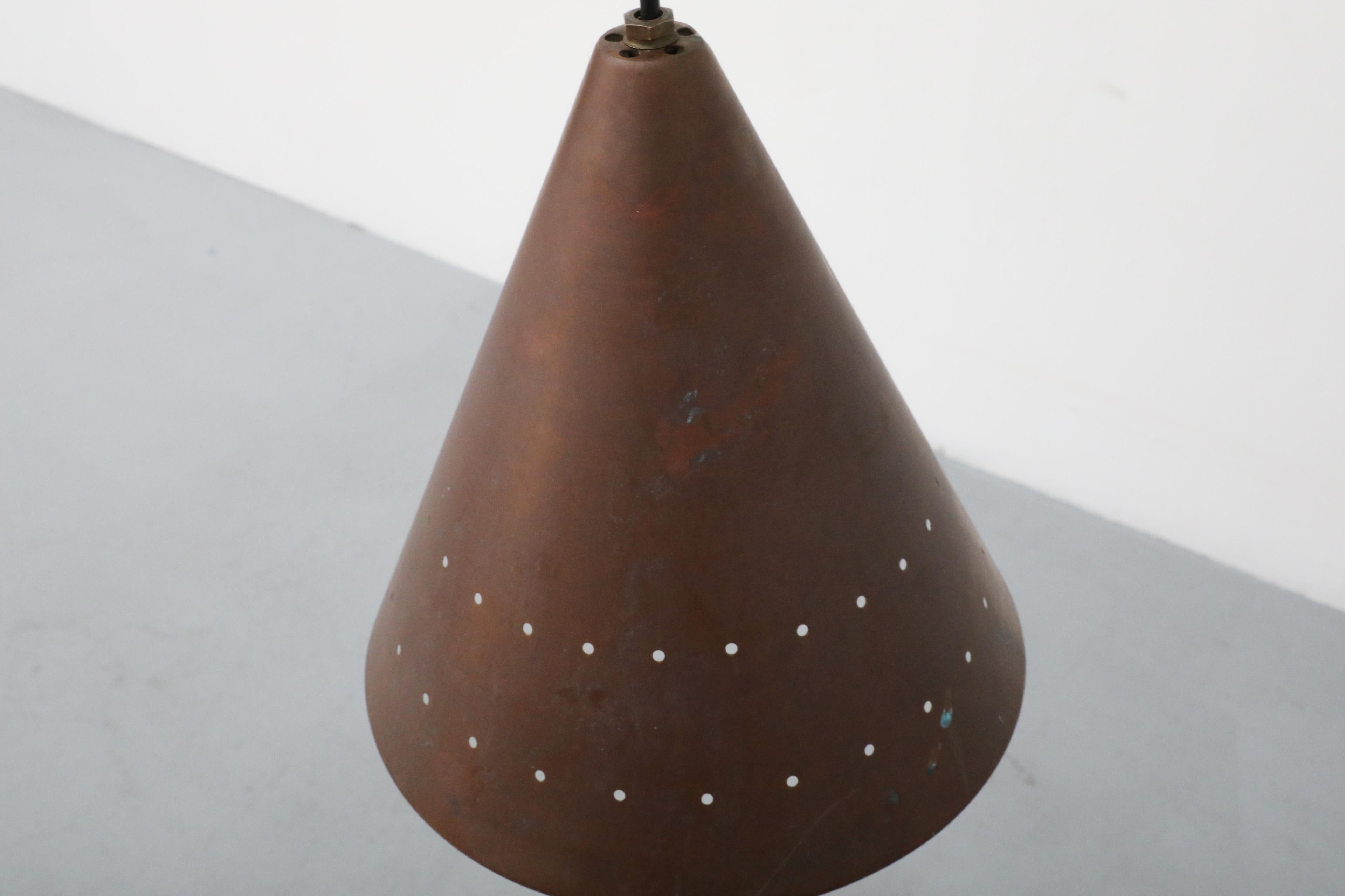Mid-Century E.S. Horn Aalestrup Attributed Copper Cone Ceiling Pendant Lights 3