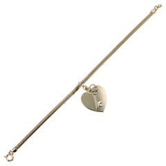 Mid Century Yellow Gold Key To Your Heart Vintage Charm Bracelet