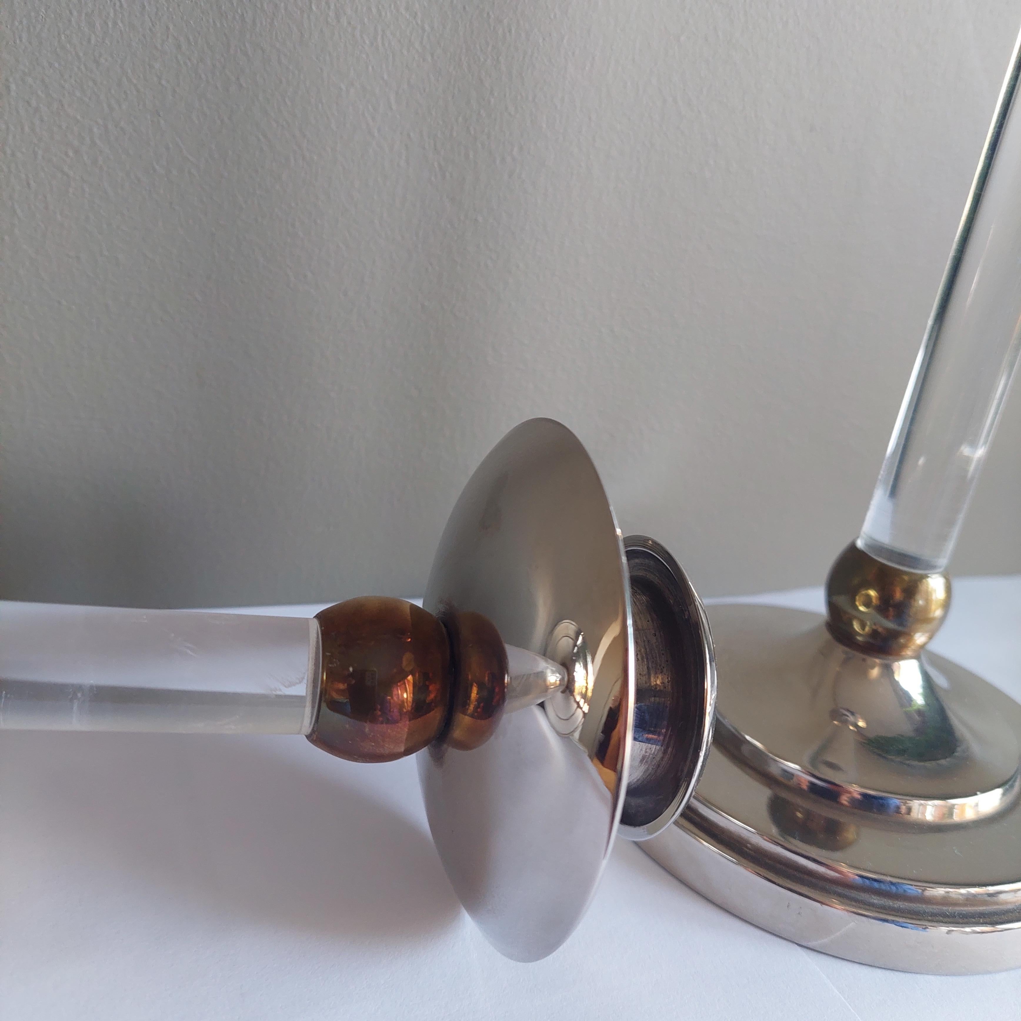 Mid Century Estrid Ericson Pair Of Brass And Plexiglass Candlesticks, Circa 1960 For Sale 4