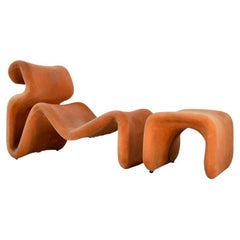 Chaise longue ou fauteuil Etcetera mi-siècle avec repose-pieds de Jan Ekselius, 1970