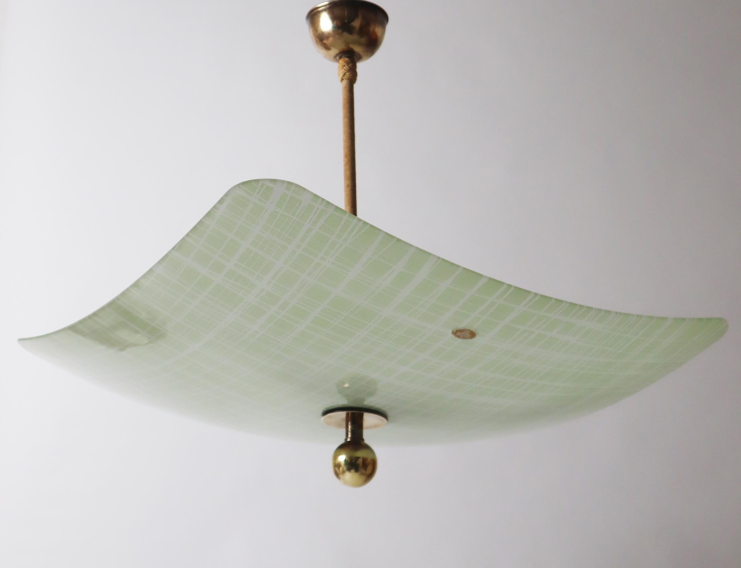 Mid-Century Pendelleuchte aus geätztem Glas, 1950er Jahre Deutschland im Angebot 5