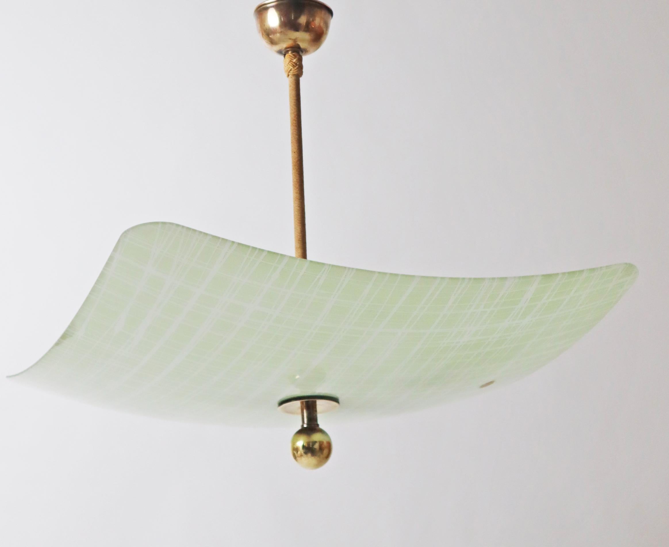 Mid-Century Pendelleuchte aus geätztem Glas, 1950er Jahre Deutschland im Angebot 6
