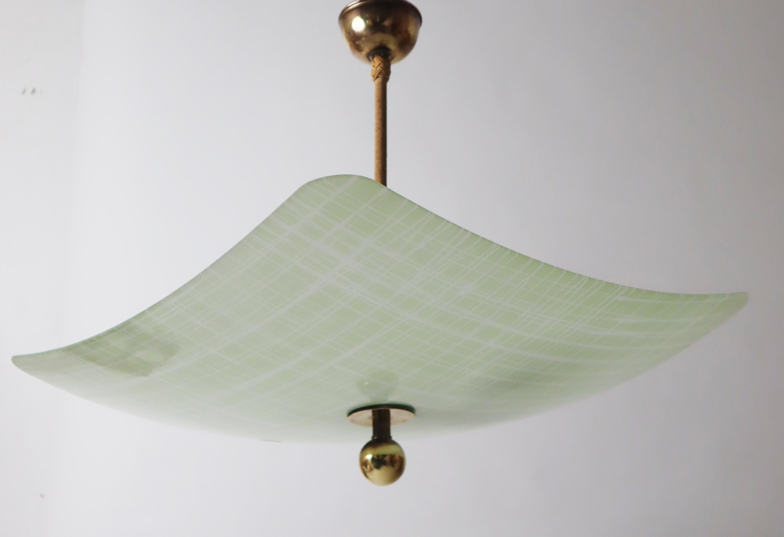Mid-Century Pendelleuchte aus geätztem Glas, 1950er Jahre Deutschland im Angebot 9