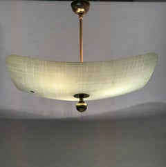 Lampada a sospensione in vetro acidato di metà secolo, Germania, anni '50
