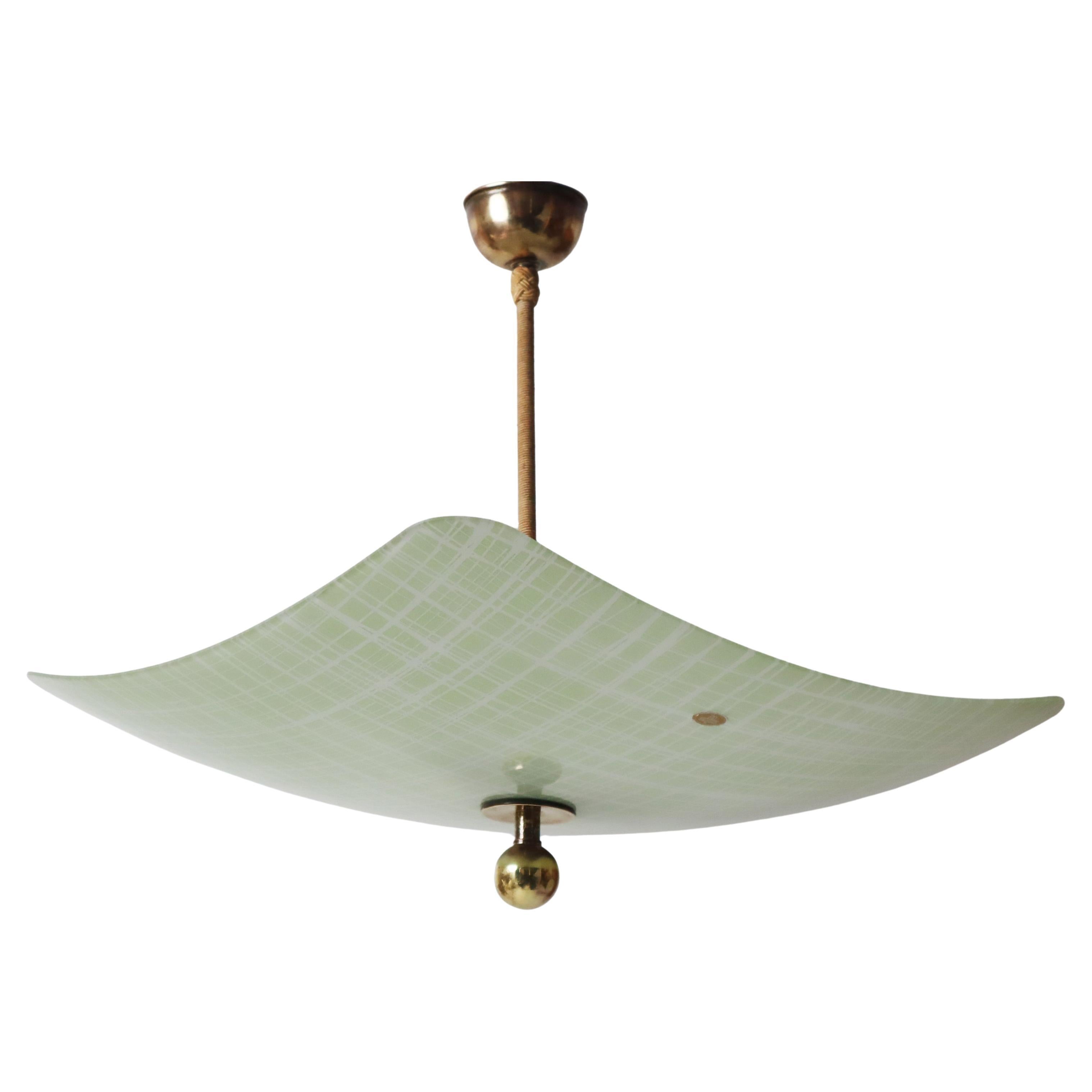 Mid-Century Etched Glass pendant Lamp, 1950s Germany