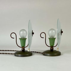 Mid-Century Etched Glass Table Lamps, Italy 1950s
