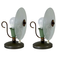 Mid-Century Etched Glass Table Lamps, Italy 1950s