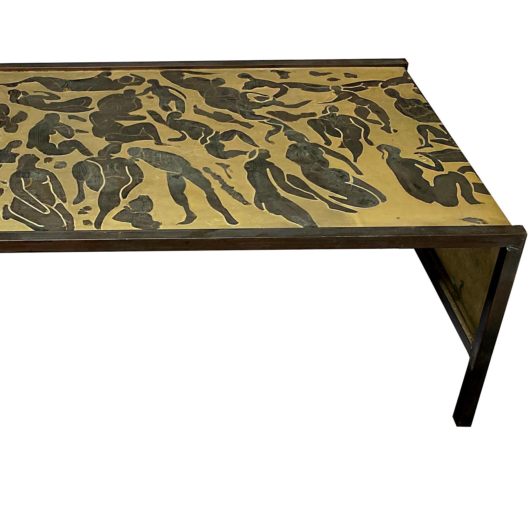 American Laverne Patinated Bronze Coffee Table  For Sale