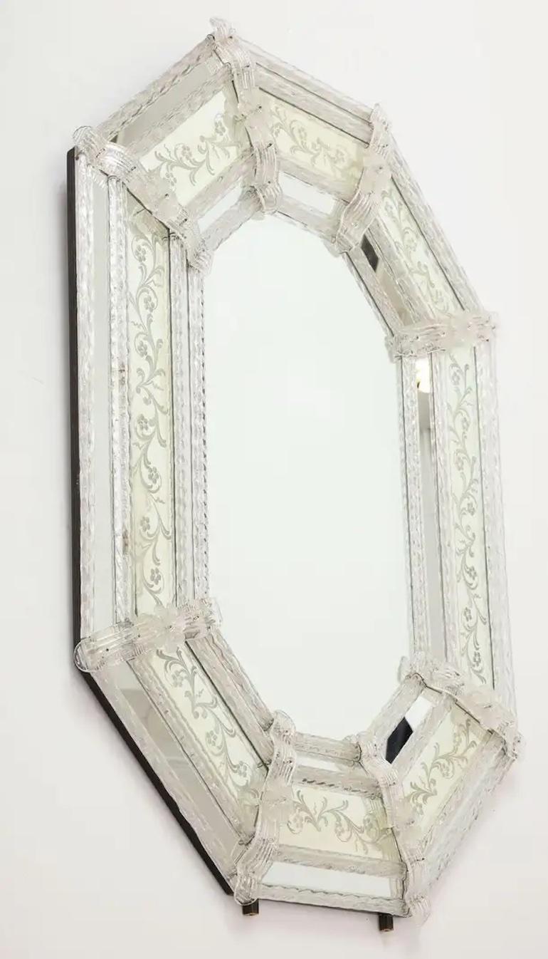 Italian MId Century Etched Venetian Mirror For Sale