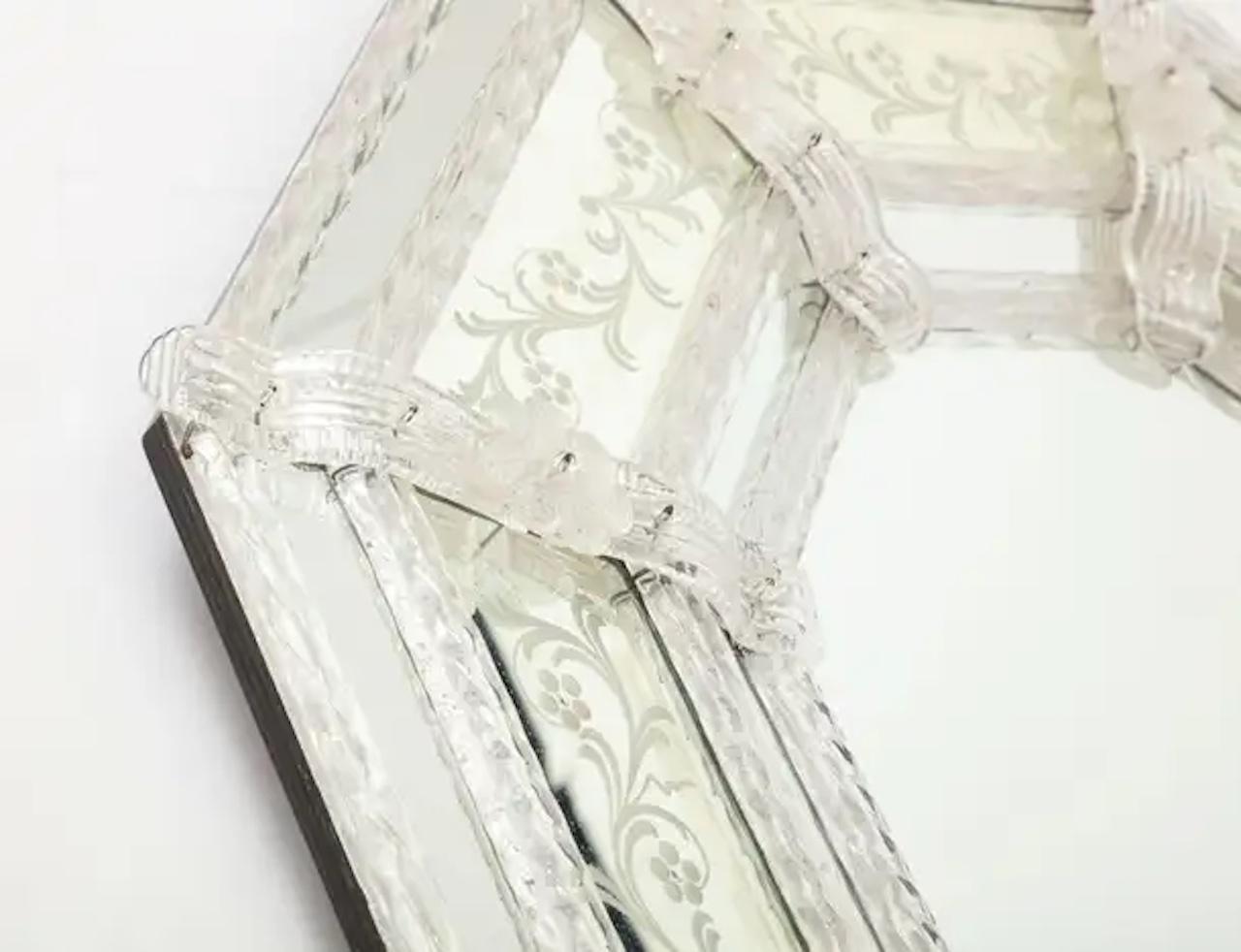 MId Century Etched Venetian Mirror In Good Condition For Sale In New York, NY