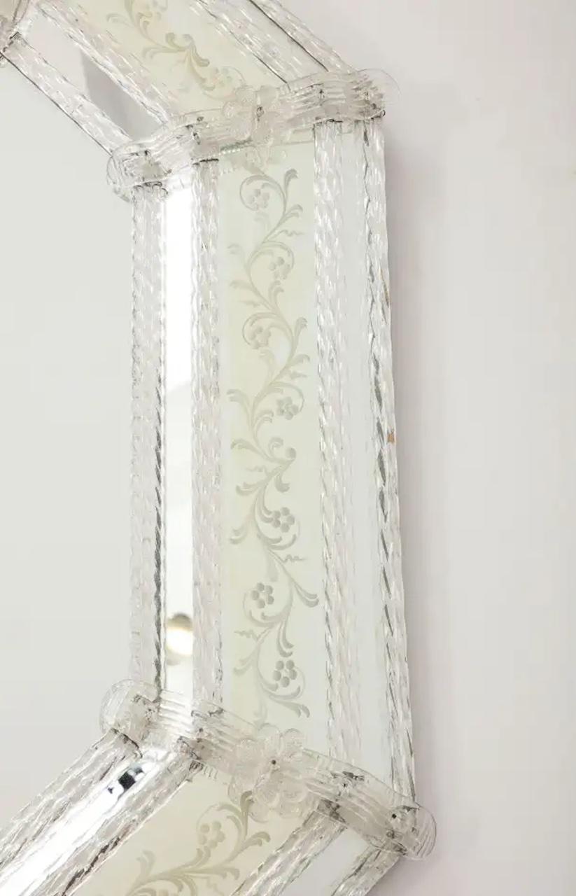 20th Century MId Century Etched Venetian Mirror For Sale