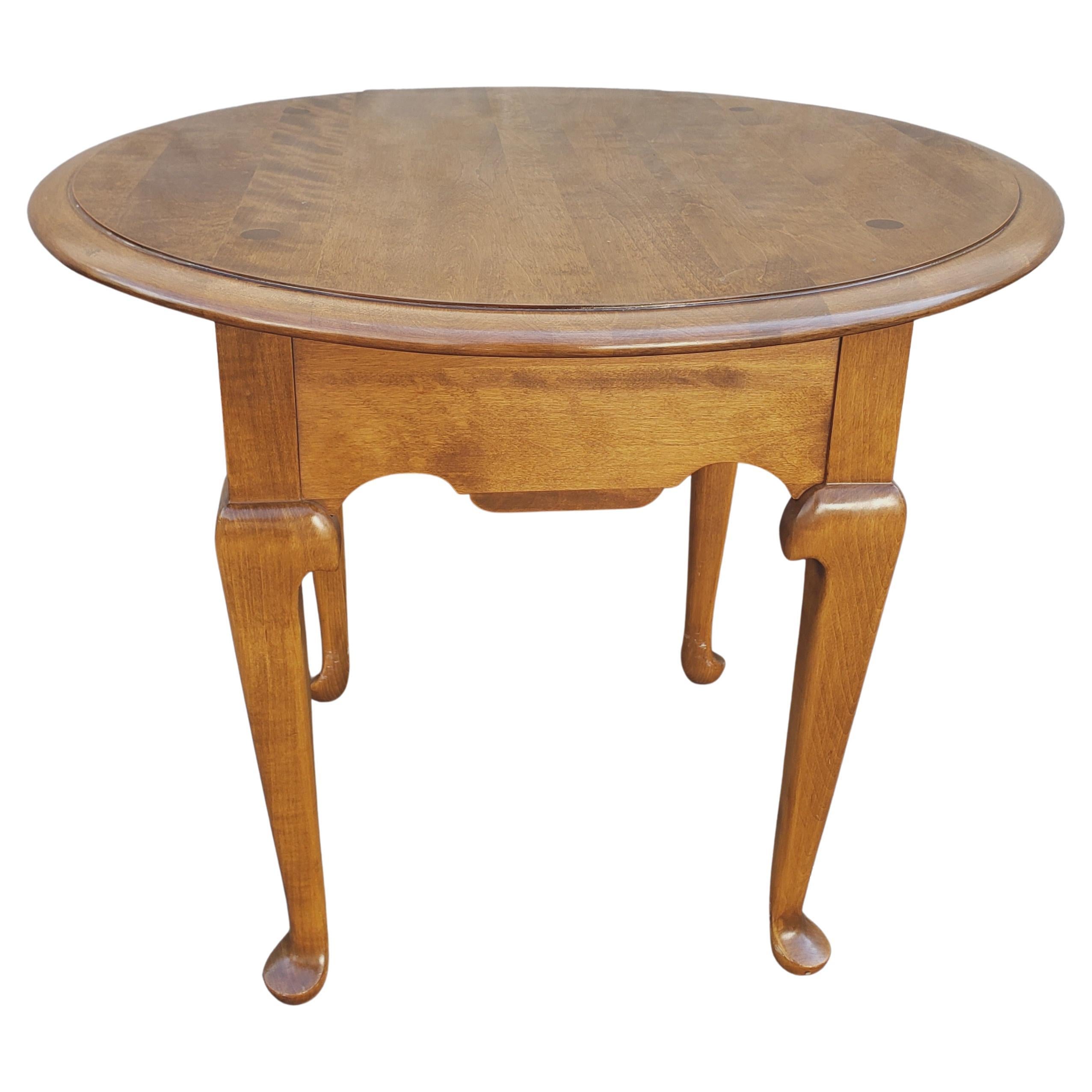 Mid-Century Ethan Allen Heirloom Maple Queen Anne Side Table