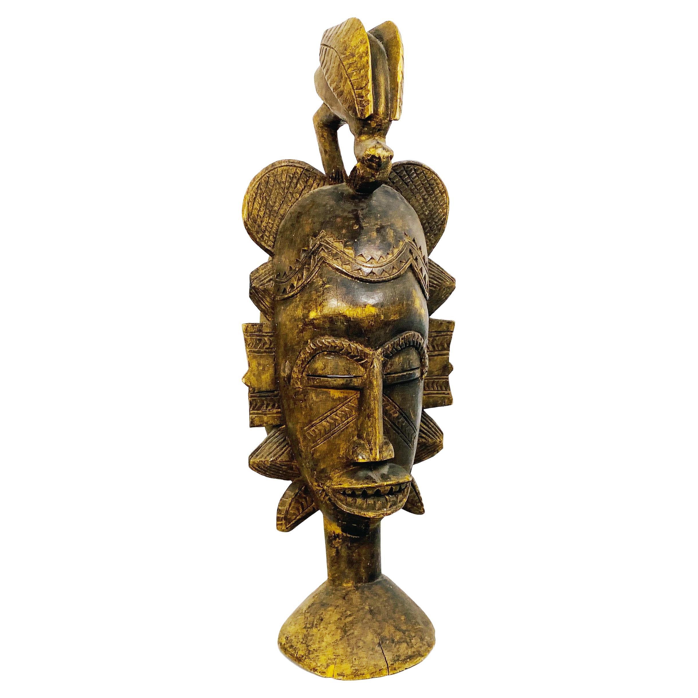 Mid-Century Ethnic Wooden Mask Depicting a Face, 1960s For Sale