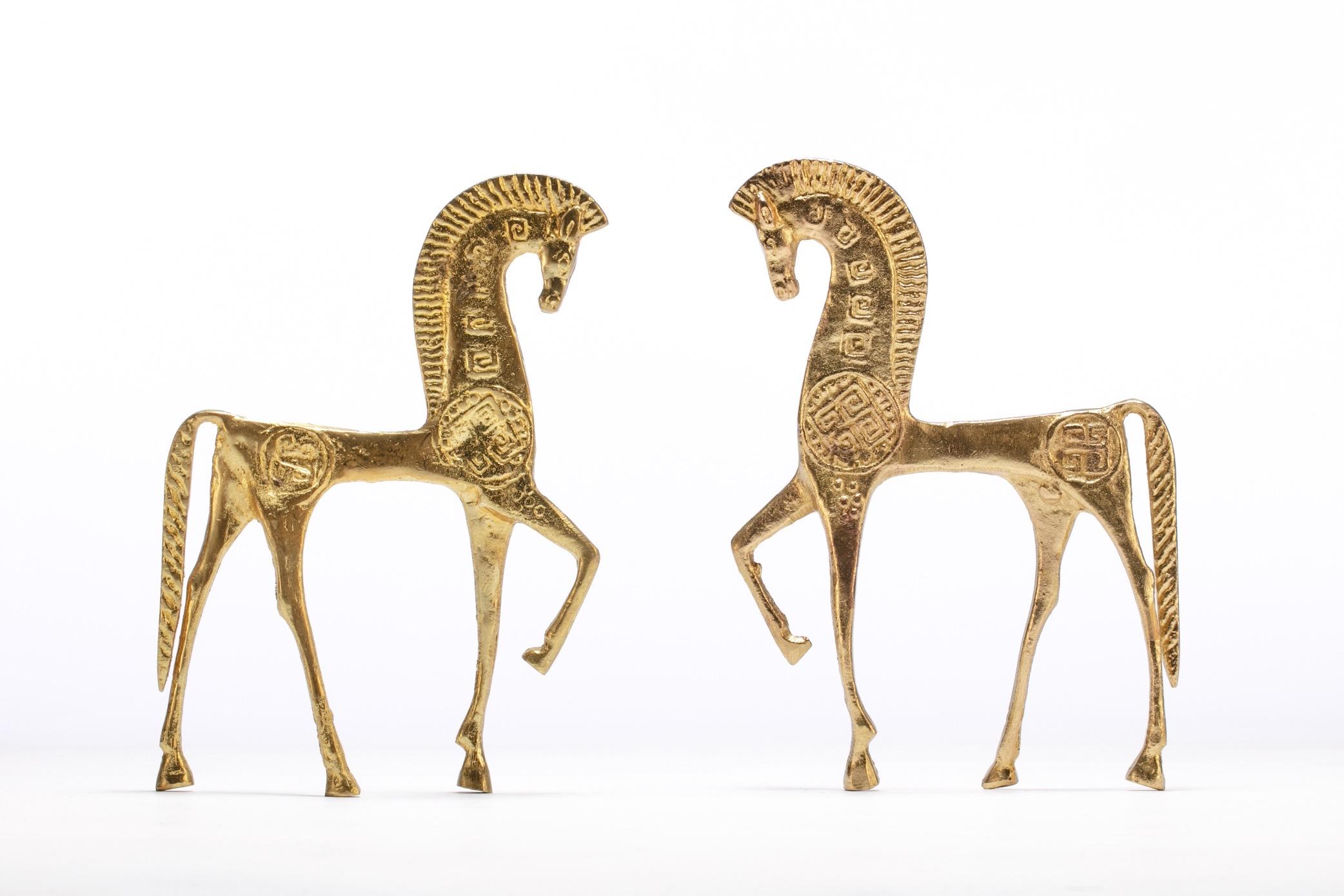 Midcentury Etruscan Brass Horse Sculptures in the Style of Frederic Weinberg In Good Condition In Saint Louis, MO