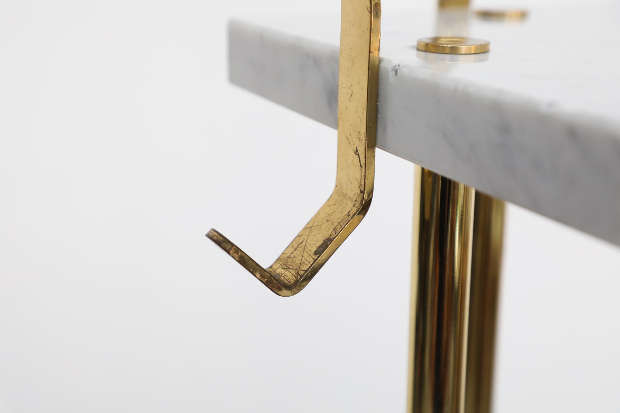 Mid-Century Ettore Sottsass Style Italian Brass and Marble Coat Tree For Sale 8