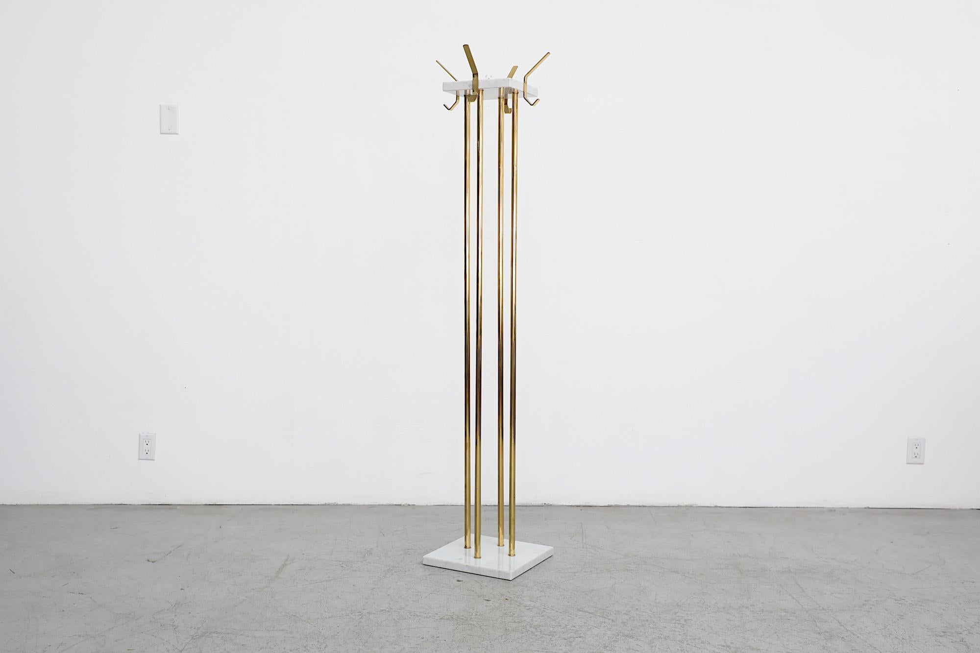Mid-Century Ettore Sottsass Style Italian Brass and Marble Coat Tree For Sale 15