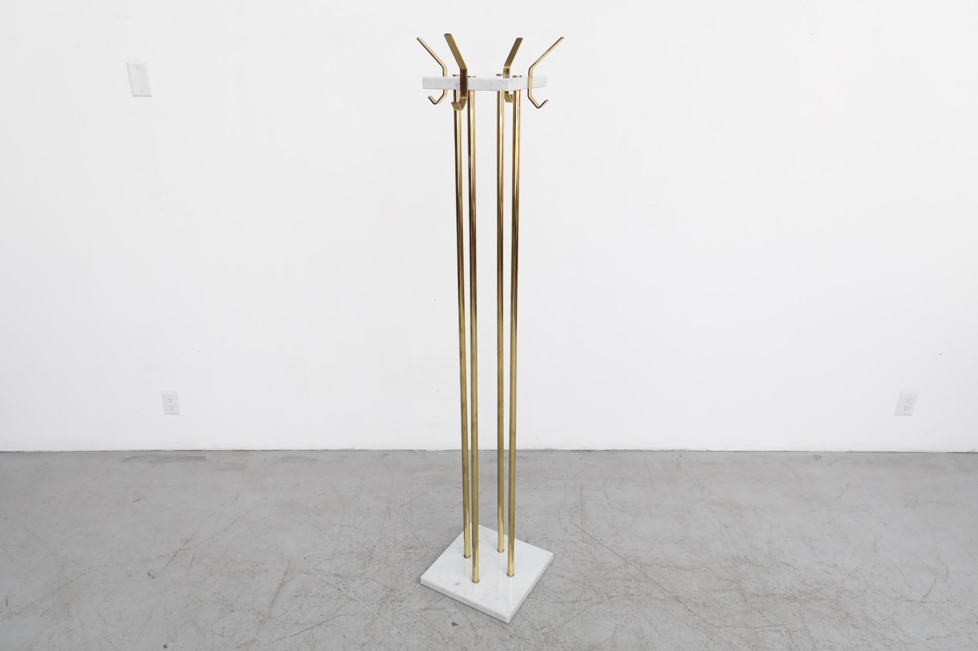 Mid-Century Ettore Sottsass Style Italian Brass and Marble Coat Tree For Sale 1