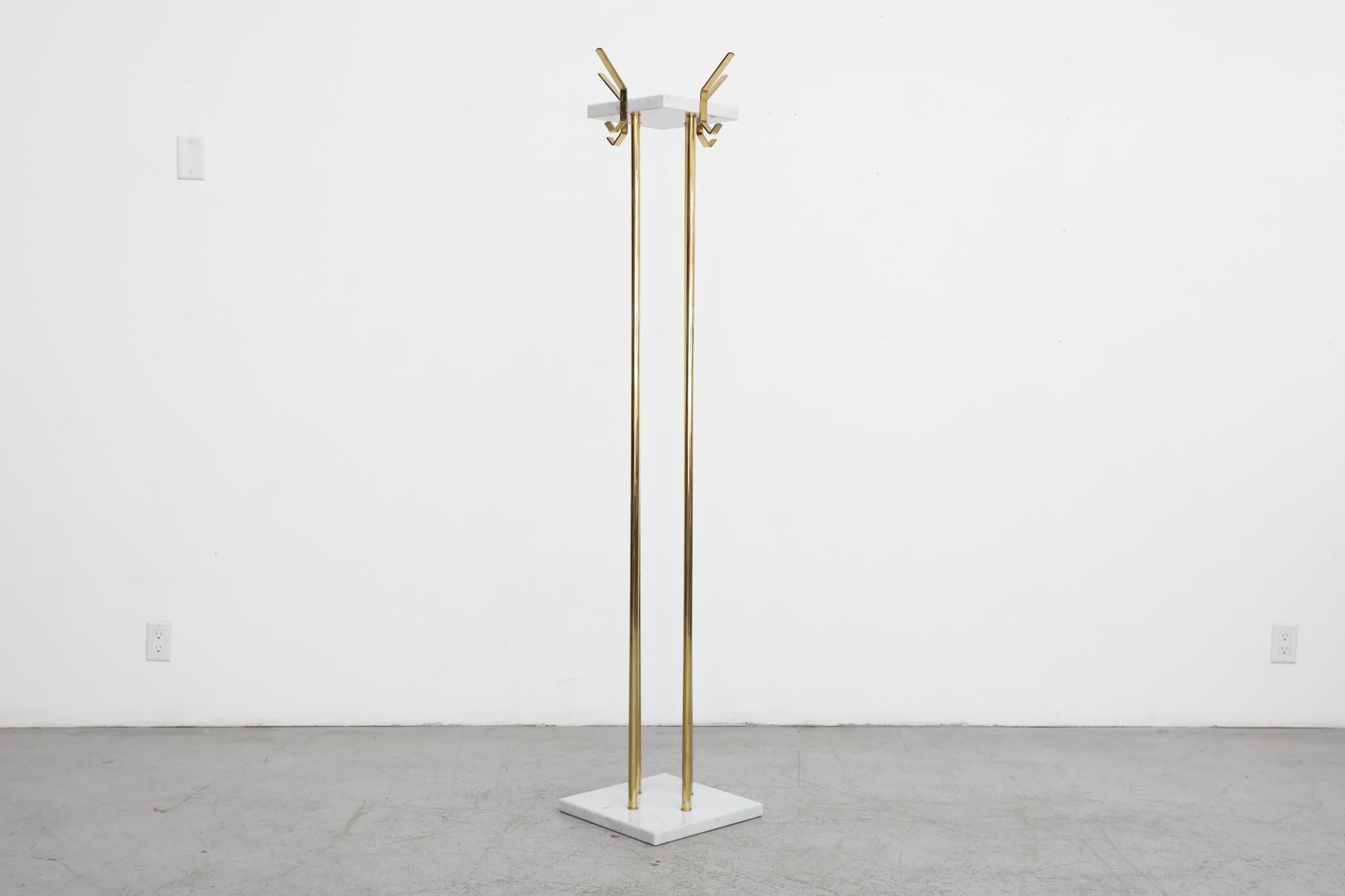 Mid-Century Ettore Sottsass Style Italian Brass and Marble Coat Tree For Sale 2