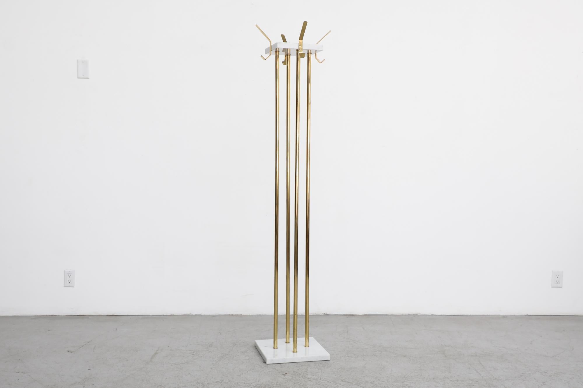 Mid-Century Ettore Sottsass Style Italian Brass and Marble Coat Tree For Sale 3