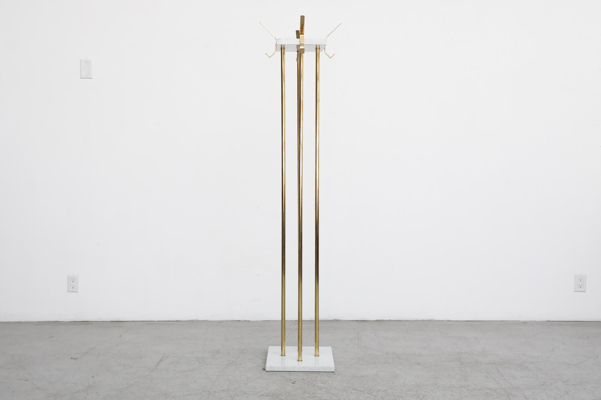Mid-Century Ettore Sottsass Style Italian Brass and Marble Coat Tree For Sale 4