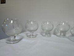 Mid-Century European Crystal Brandy Decanter and Snifter Set with Nautical Motif